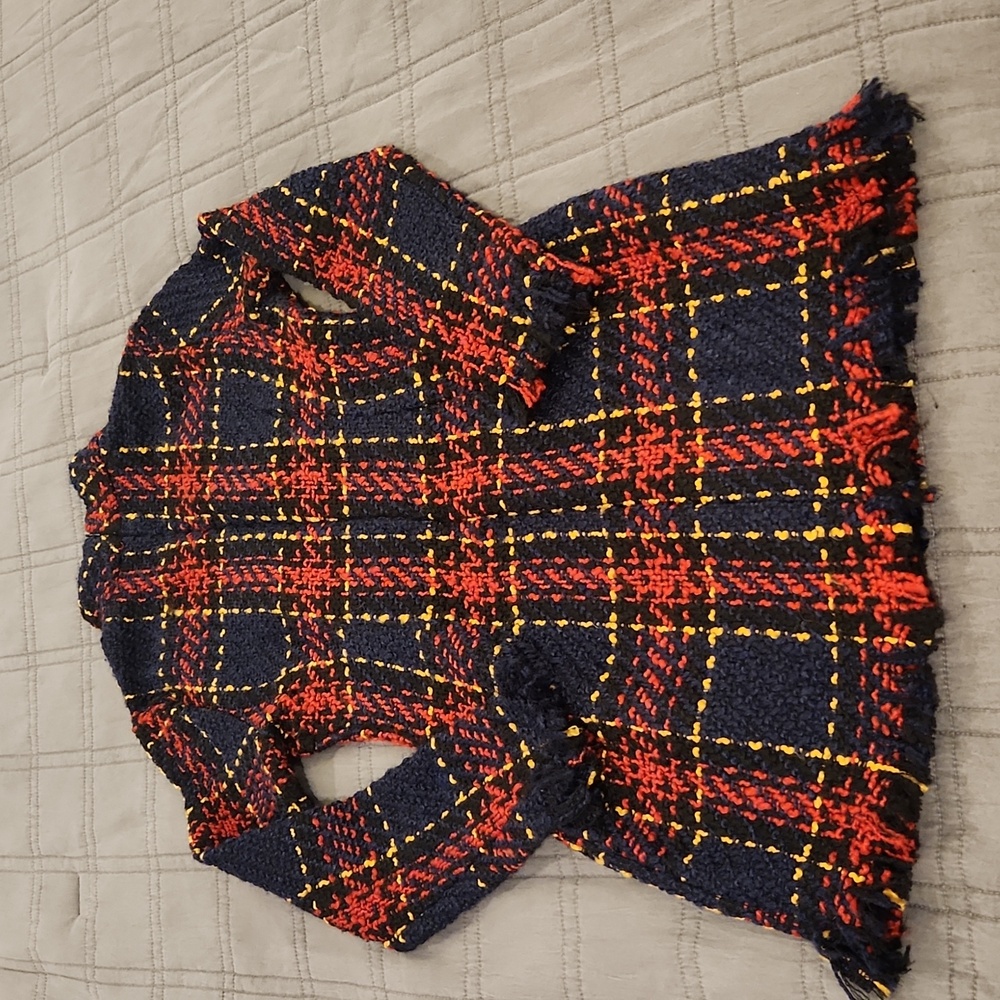 CBR Long Sleeve Plaid Dress - Red, Black, Blue And Yellow With Fringe Hem Sz S! - Picture 13 of 13